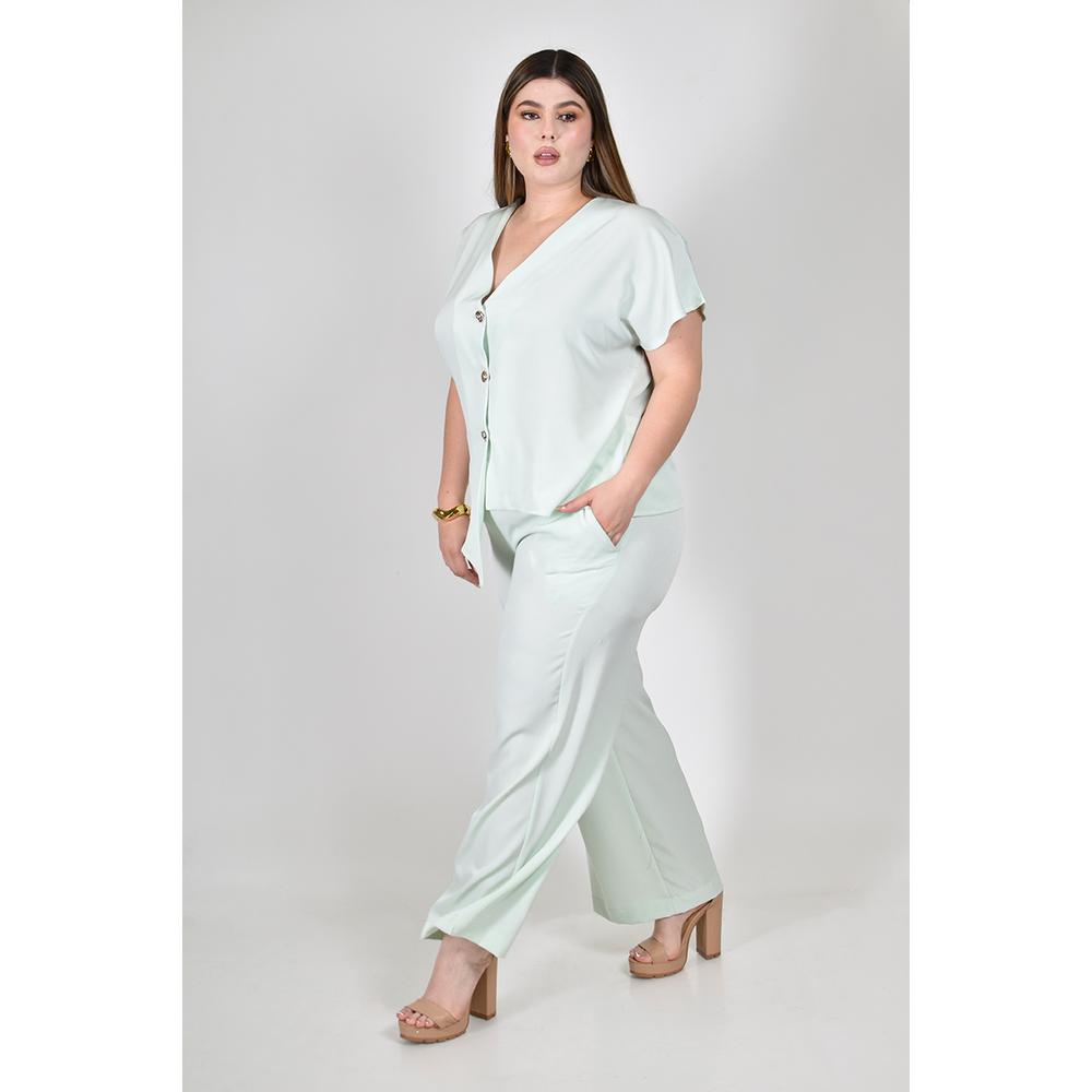 Conjunto asimetrico con botones Roman Fashion /Tallas Extras, 776 (Menta)