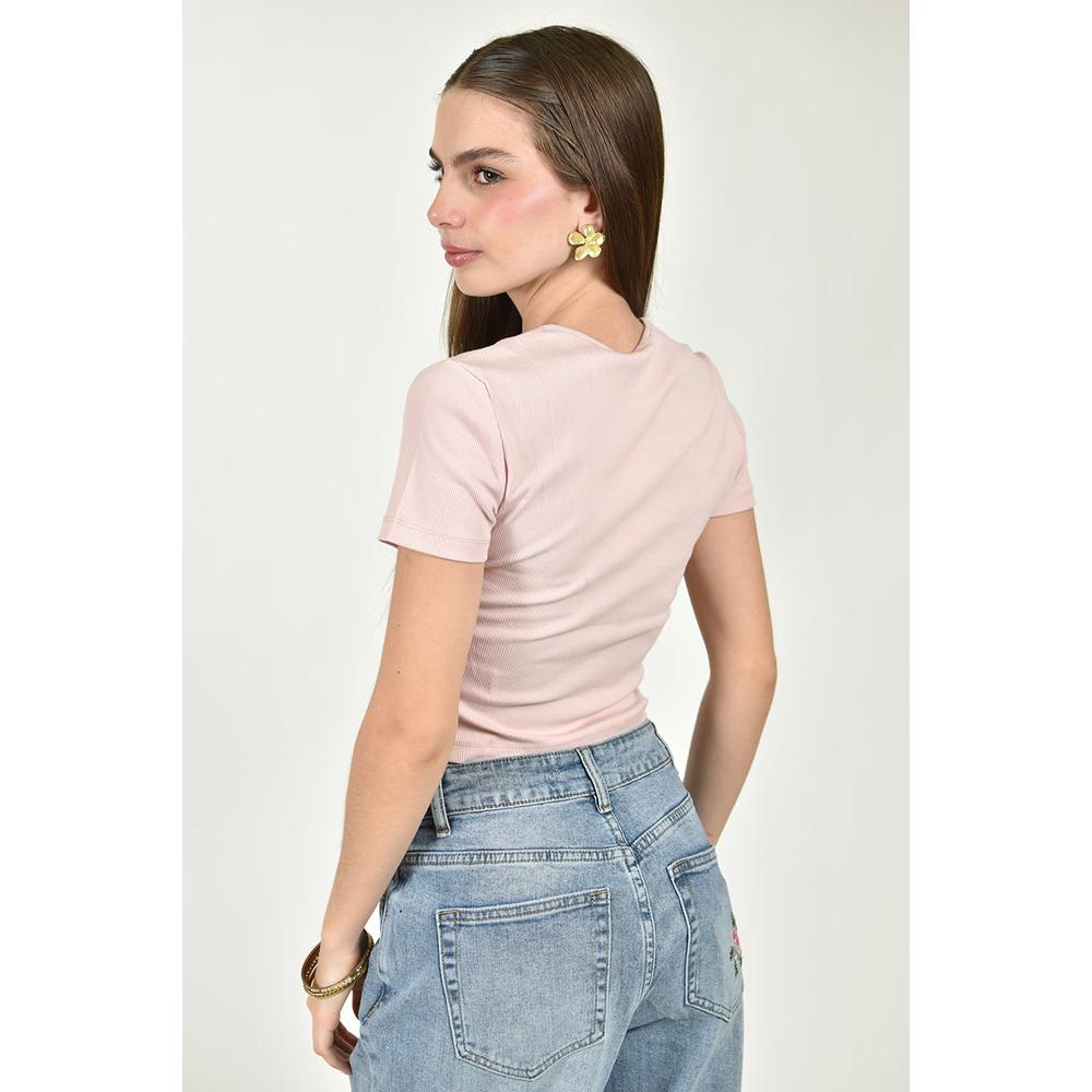 Crop top basico acanalado /Juvenil, 0177 (Rosa)
