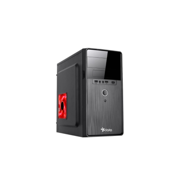 Gabinete Stylos STPGAC5B Mini Tower Micro ATX Negro Rojo con Fuente 500W