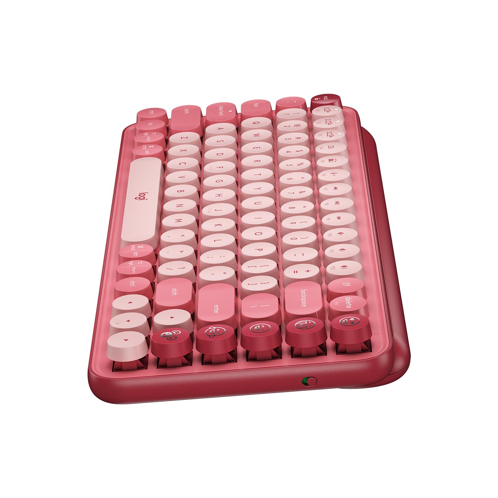 Logitech Pop Keys Teclado Mecánico Inalámbrico RF + Bluetooth Borgoña Rosa