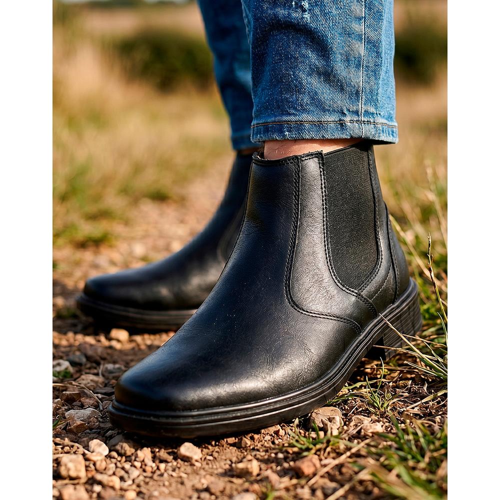 Botin Hombre Casual Negro Piel Leonard Shoes 17204400