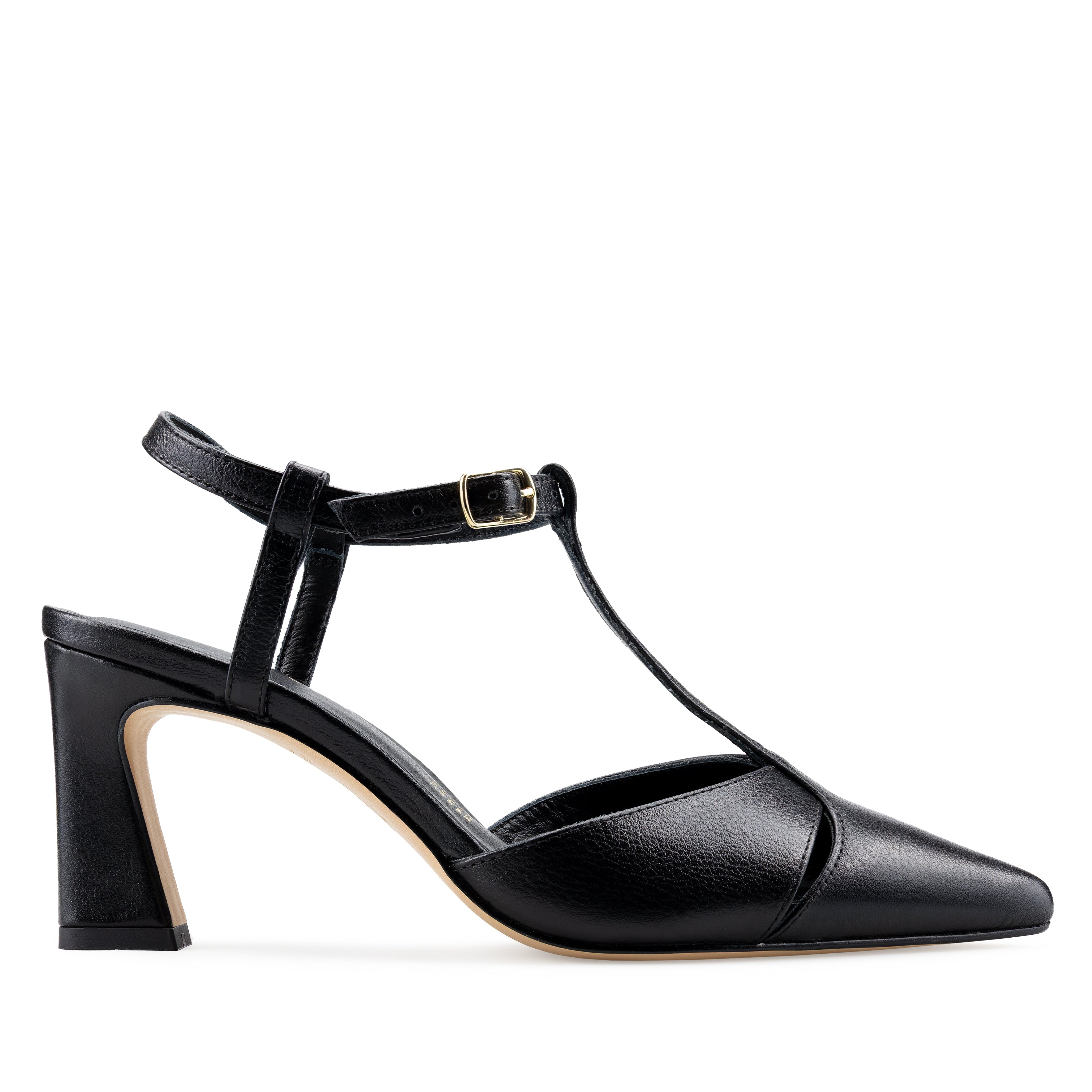 Zapatillas De Tacón Davenia De Piel Para Dama Mod. Magnolia Negro