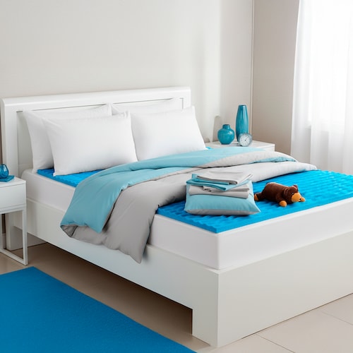 Azul Set Almohada Atlas+ Colchoneta 5 Zonas+ Set de Cama Matrimonial Azul+ ...