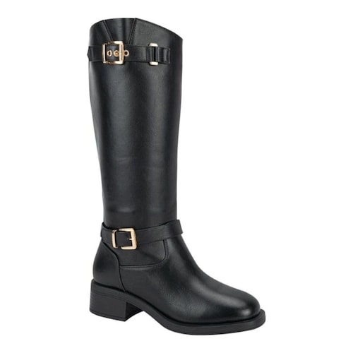 Bota de mujer, larga, acabado napa, con hebillas, color negro, mod. 1224047