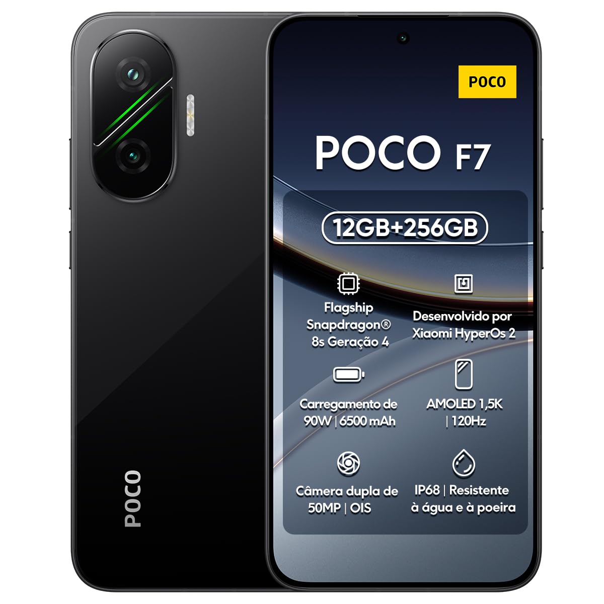 Celular Xiaomi POCO F7 256GB ROM 12GB RAM Dual SIM Negro