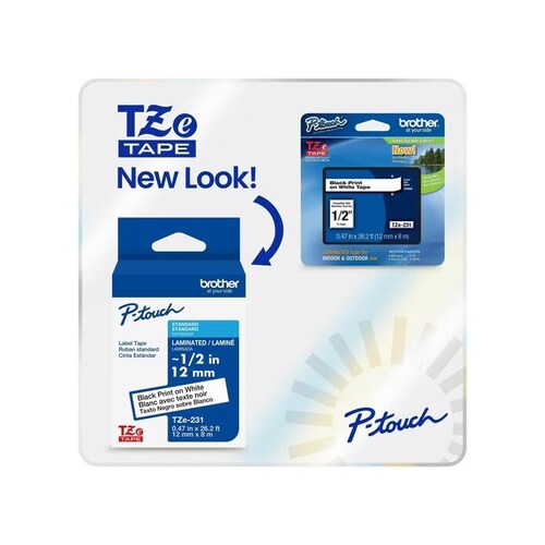 Nastro Originale Brother TZe-241 P-Touch – Laminato Nero Su Bianco, 18mm X 8m