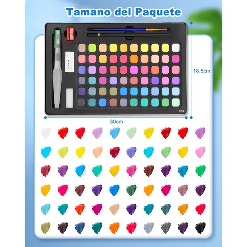 Set De Arte Acuarelas Profesional Kit Dibujo 60 Colores
