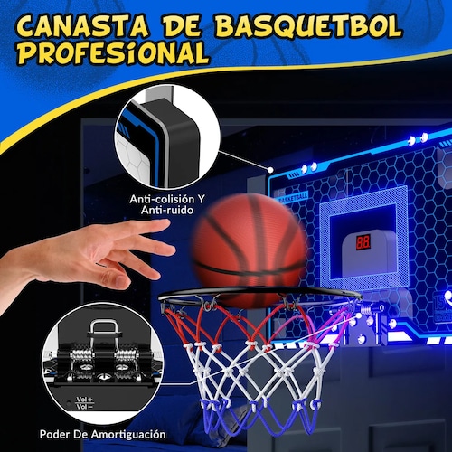 Canasta De Baloncesto Infantil Con LED Y Marcador Electrónico – Aro Colgante Con 3 Balones Para Niños De 3 Años En Adelante