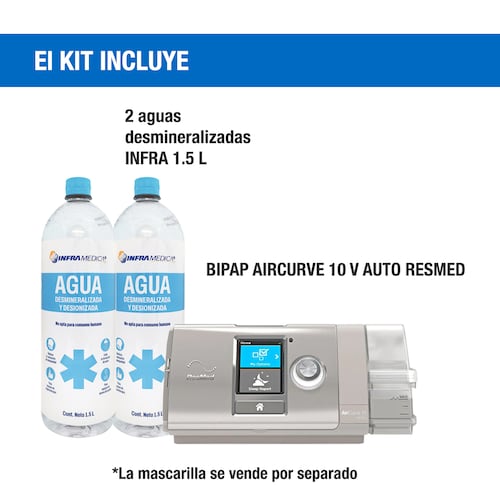 KIT BIPAP AIRCURVE 10 V AUTO RESMED + 2 AGUAS