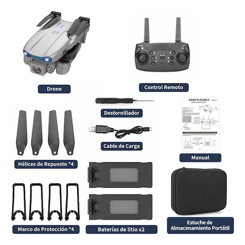 Ourlife WRJ-S96 Mini Drone Profesional Gris 4K Cámara Dual Giro 360 ...